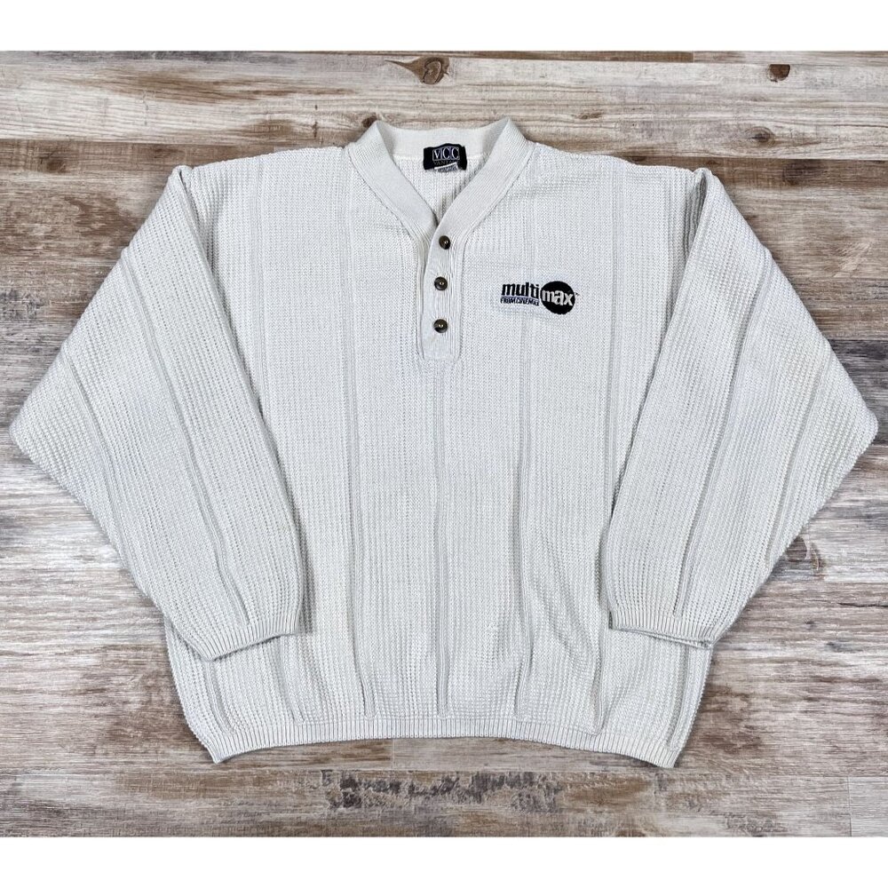 VTG VCC Vantage MultiMax Cinemax Henley Sweater Size XL - Made in the USA